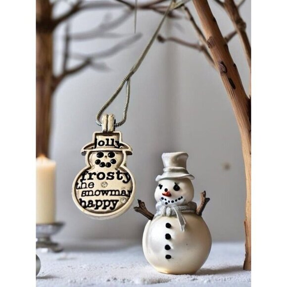 Brighton silver plated B jolly snowman frosty pendant necklace and Cuff Bracelet - Picture 2 of 12